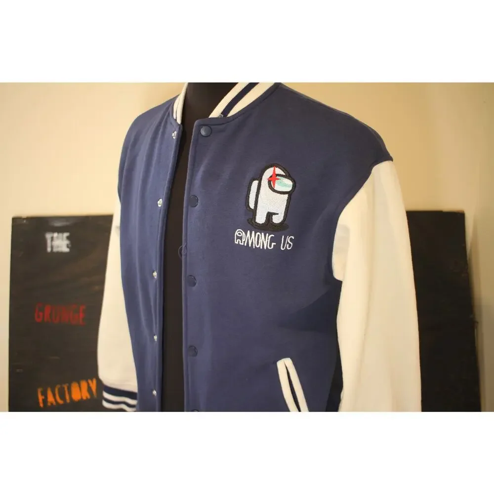 Zara Kids Among Us Embroidered Varsity Jacket Size 11–12 Youth Game Patch